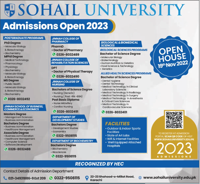 Sohail University Karachi Admission 2023, Programs