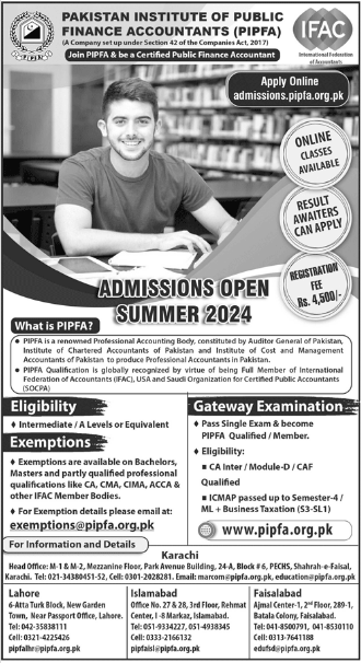 PIPFA Admission 2024, Introduction, Registration Fee & Career Scope