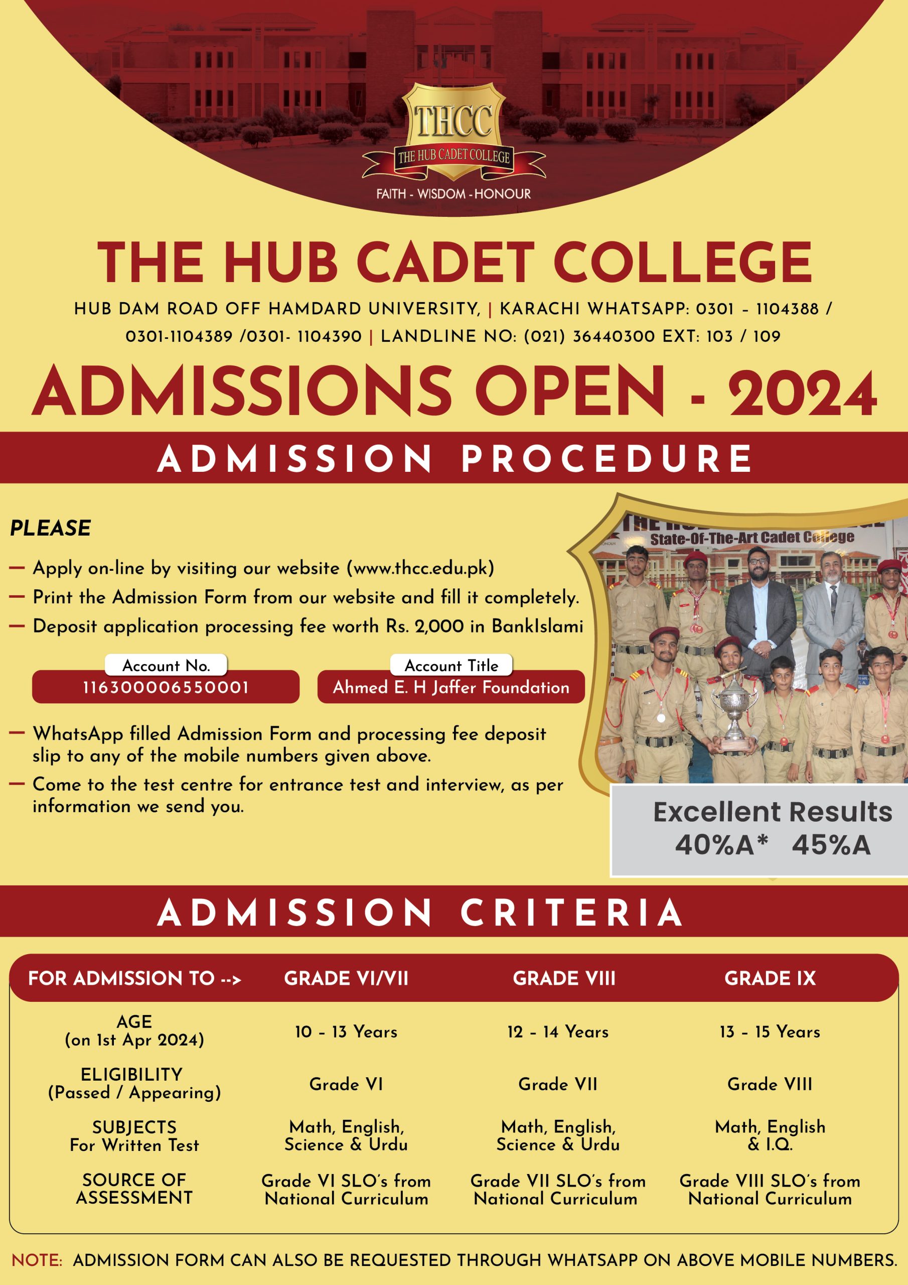 The Hub Cadet College Karachi Admission 2024